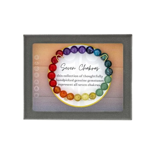 DEE BERKLEY WOMENS 7 CHAKRAS- 8MM BEADS CONSISTING OF RED QUARTS, BROWN QUARTZ, GOLDEN MYSTIC AGATE, GREEN AGATE, TEAL AGATE AND Steve Lennon & Co Jewelers  New Hartford, NY