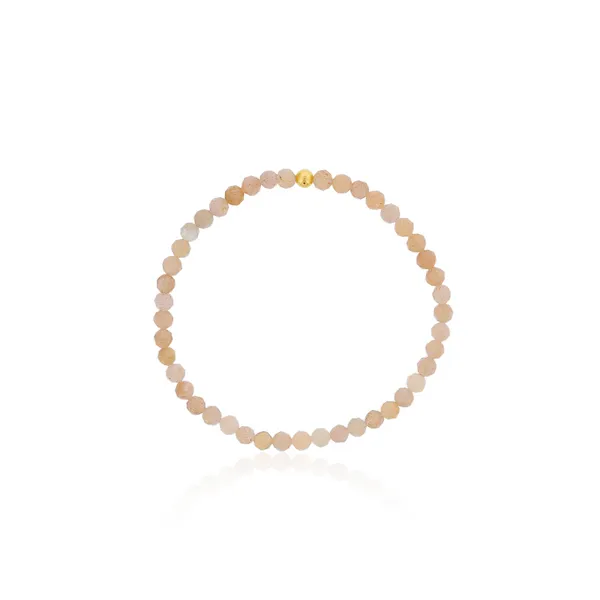 Dee Berkley 4mm Peach Moonstone Bracelet With Gold Filled Finishing Bead 7
