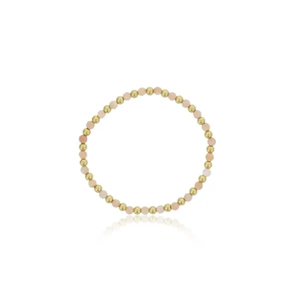 Dee Berkley 4mm Peach Moonstone Bracelet With Alternating Gold Filled Beads 7