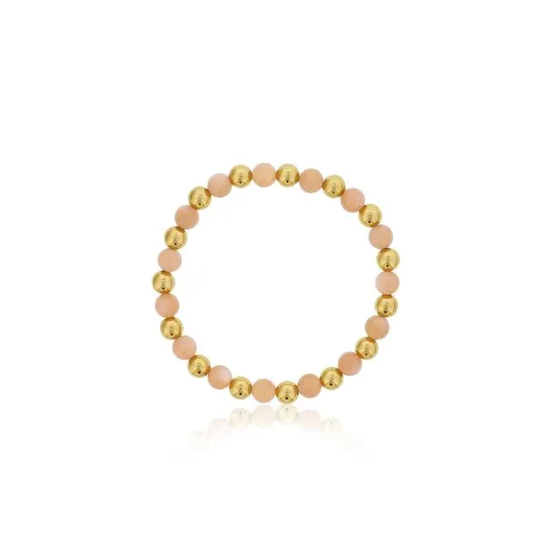 Dee Berkley 6mm Peach Moonstone Bracelet With Alternating Gold Filled Beads 7