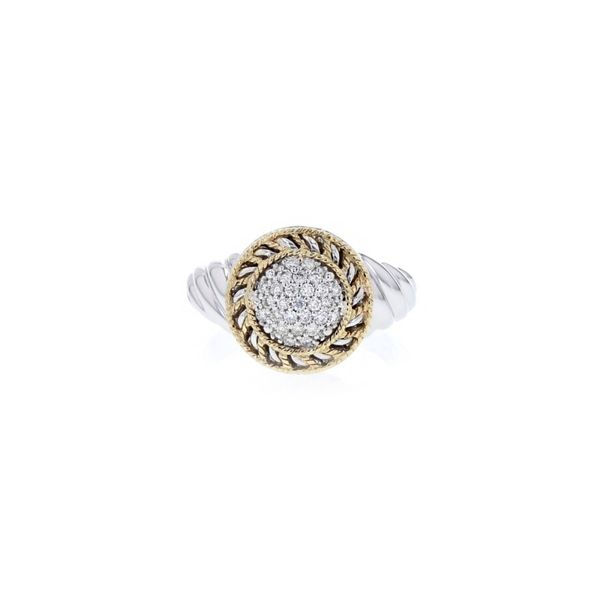 PiyaRo Italian sterling silver ring with 0.25ct diamonds and 14K solid yellow gold accent. Smith Jewelers Franklin, VA