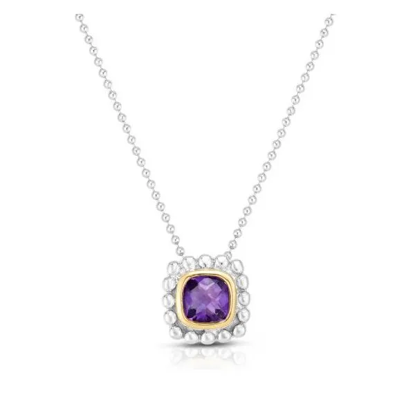 Sterling Silver & 18K Gold Quadra Popcorn Necklace with Amethyst Smith Jewelers Franklin, VA