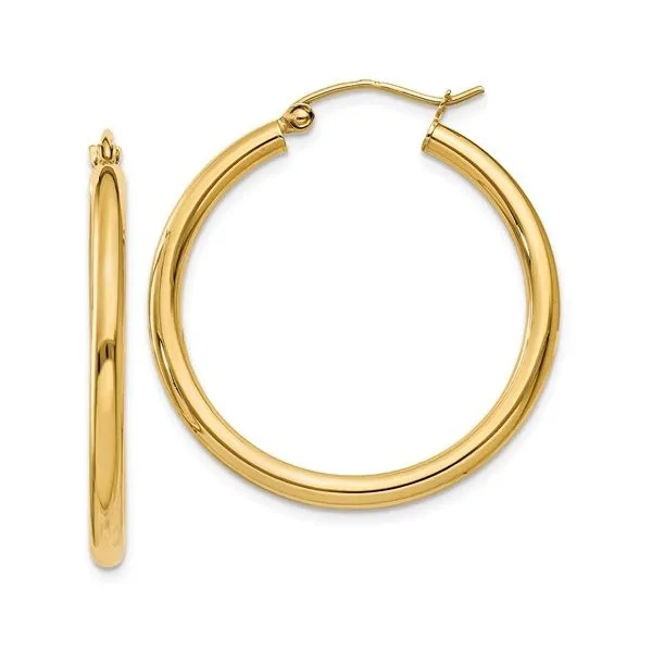 14k Polished 2.5mm Lightweight Tube Hoop Earrings Smith Jewelers Franklin, VA