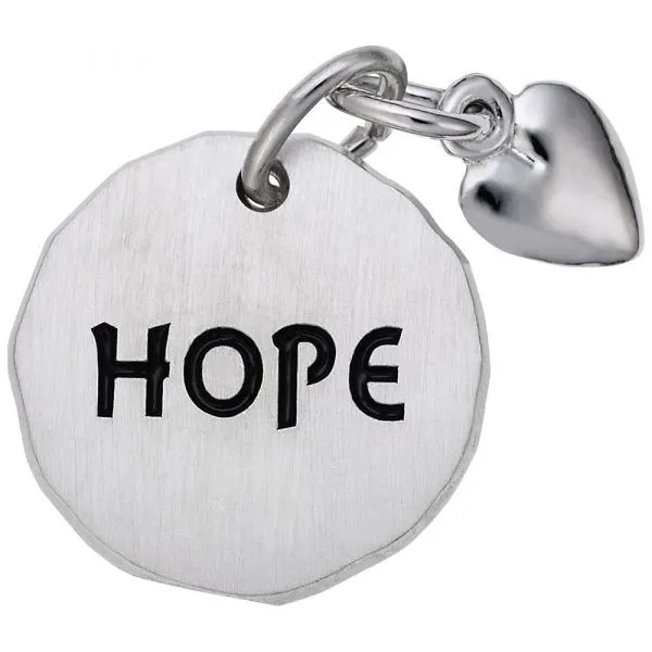 Sterling Silver Hope Tag with Heart Accent Charm Smith Jewelers Franklin, VA