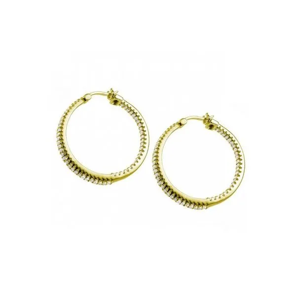Elle Rodeo Drive Collection Sterling Silver Gold Plated CZ Hoop Earrings Smith Jewelers Franklin, VA