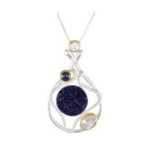 Sterling Silver Pendant with Black Druzy, Hematite, Ice Quartz and White Topaz Smith Jewelers Franklin, VA