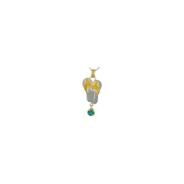 Flip Flop Sterling Silver and 22K Gold Vermeil Pendant with Baby Blue Topaz Smith Jewelers Franklin, VA