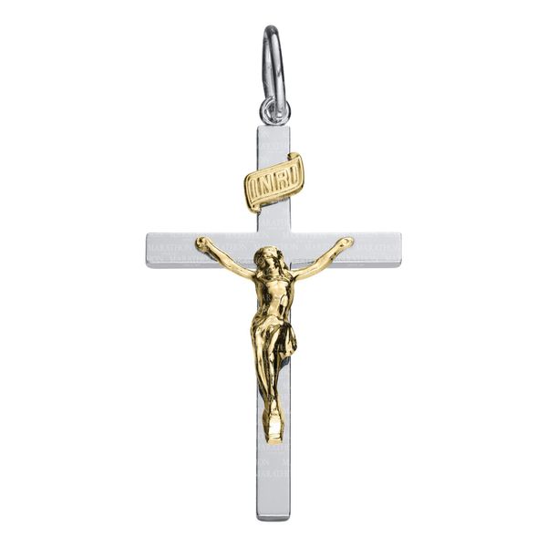 Sterling Silver TwoTone Adult Cross with 24