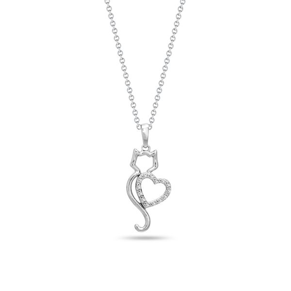 Brooklyn Lights Sterling Silver Cat & Heart Diamond Pendant Spicer Cole Fine Jewellers and Spicer Fine Jewellers Fredericton, NB
