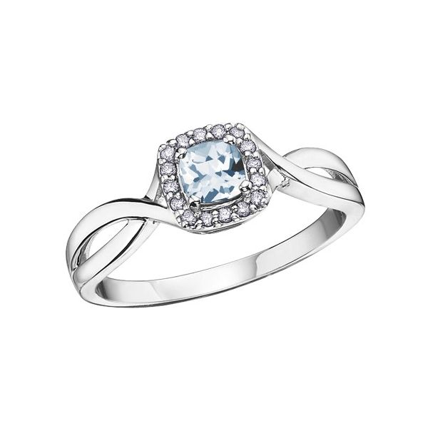 Aquamarine Ring with Diamond Halo Spicer Cole Fine Jewellers and Spicer Fine Jewellers Fredericton, NB