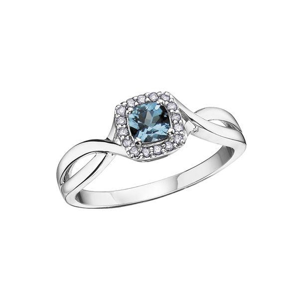 Blue Topaz Ring with Diamond Halo Spicer Cole Fine Jewellers and Spicer Fine Jewellers Fredericton, NB