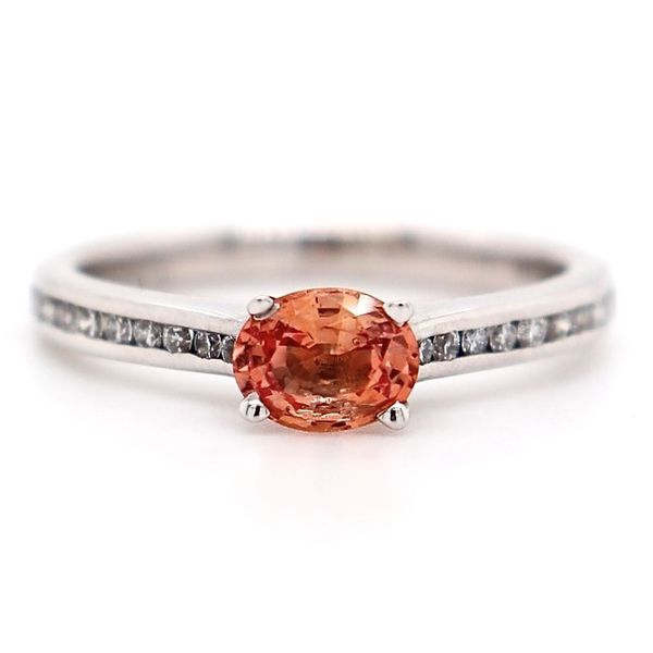 0.91tw Orange Sapphire Ring with Diamond Side Stones Spicer Cole Fine Jewellers and Spicer Fine Jewellers Fredericton, NB
