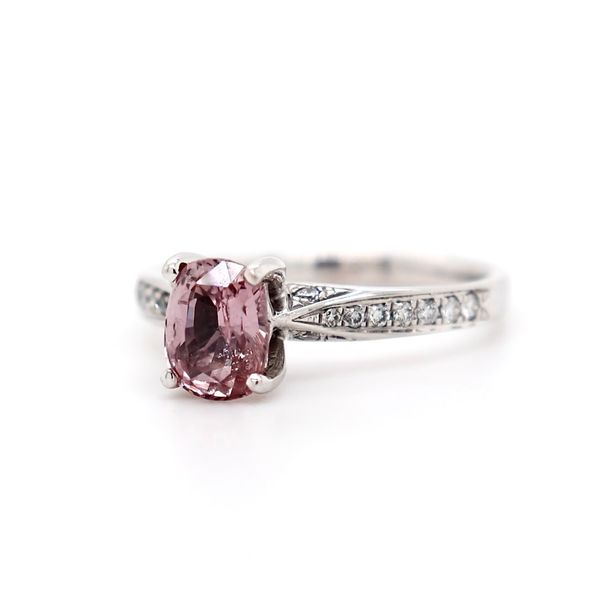 1.60tw Pink Sapphire Ring with Diamond Side Stones Image 2 Spicer Cole Fine Jewellers and Spicer Fine Jewellers Fredericton, NB