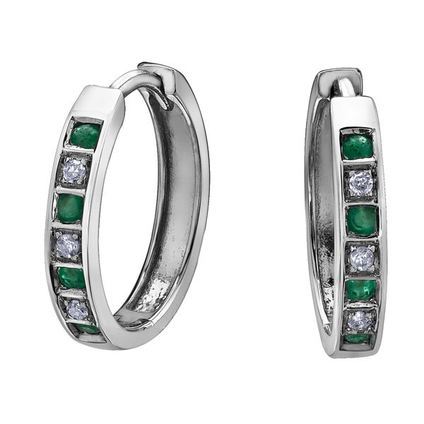 Emerald & Diamond Hoop Earrings Spicer Cole Fine Jewellers and Spicer Fine Jewellers Fredericton, NB