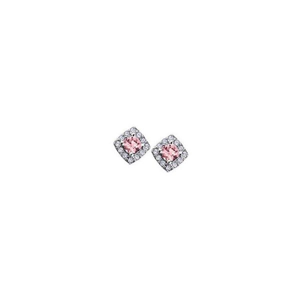 Pink Tourmaline Stud Earrings with Diamond Halo Spicer Cole Fine Jewellers and Spicer Fine Jewellers Fredericton, NB