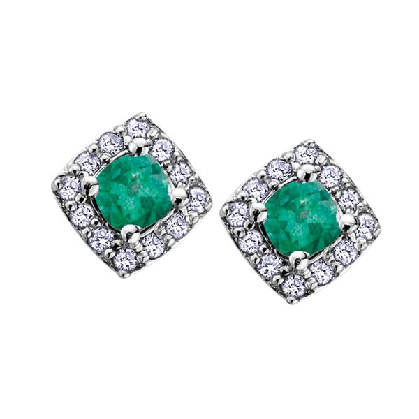 Emerald Stud Earrings with Diamond Halo Spicer Cole Fine Jewellers and Spicer Fine Jewellers Fredericton, NB