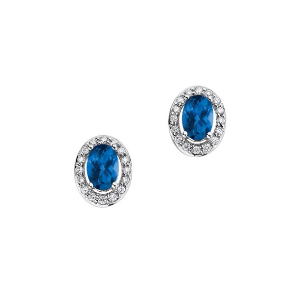 Sapphire Stud Earrings with Diamond Halo Spicer Cole Fine Jewellers and Spicer Fine Jewellers Fredericton, NB