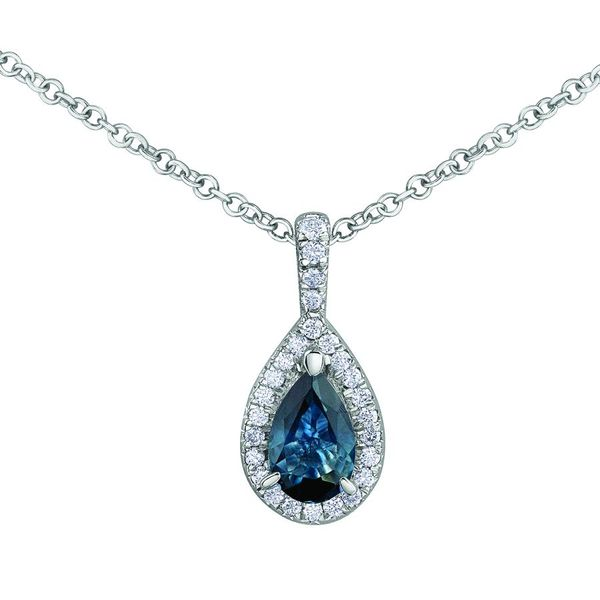 Sapphire Pendant with Diamond Halo Spicer Cole Fine Jewellers and Spicer Fine Jewellers Fredericton, NB