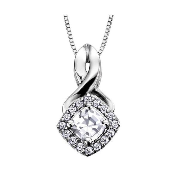 White Zircon Pendant with Diamond Halo Spicer Cole Fine Jewellers and Spicer Fine Jewellers Fredericton, NB