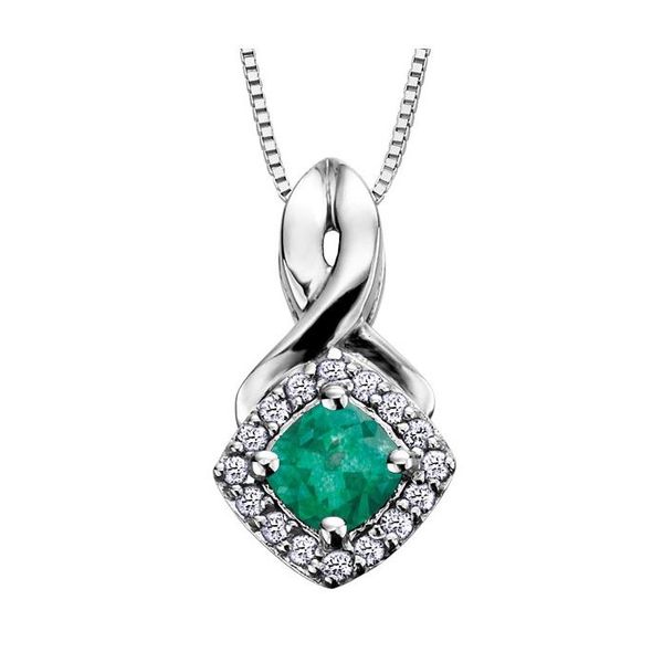 Emerald Pendant with Diamond Halo Spicer Cole Fine Jewellers and Spicer Fine Jewellers Fredericton, NB