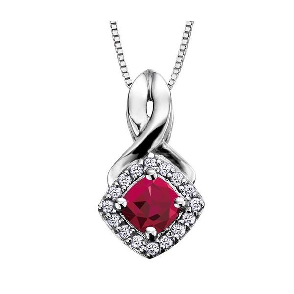 Ruby Pendant with Diamond Halo Spicer Cole Fine Jewellers and Spicer Fine Jewellers Fredericton, NB