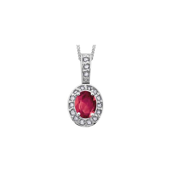 Ruby Pendant with Diamond Halo Spicer Cole Fine Jewellers and Spicer Fine Jewellers Fredericton, NB