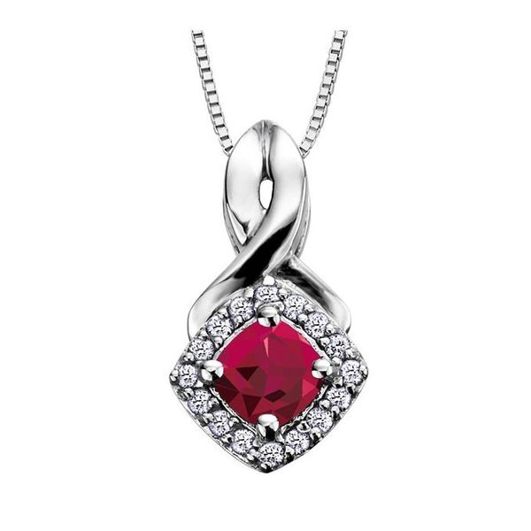 Garnet Pendant with Diamond Halo Spicer Cole Fine Jewellers and Spicer Fine Jewellers Fredericton, NB