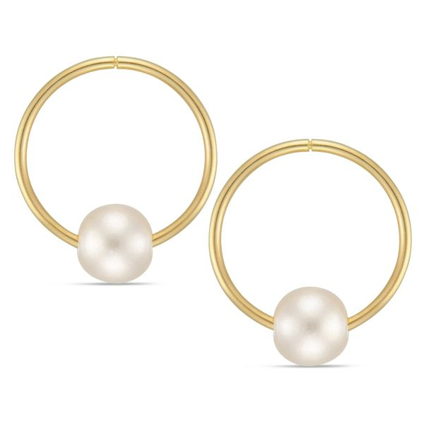 10kt Gold Pearl Sleeper Hoop Earrings Spicer Cole Fine Jewellers and Spicer Fine Jewellers Fredericton, NB