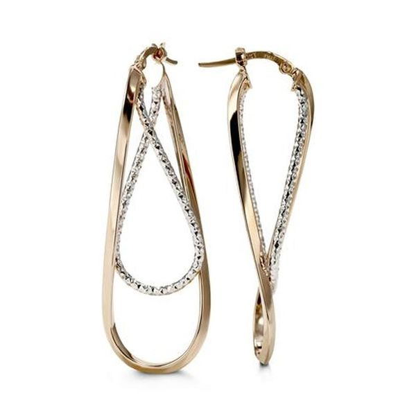 10kt Gold Two-Tone Diamond Cut Double Drop Earrings Spicer Cole Fine Jewellers and Spicer Fine Jewellers Fredericton, NB