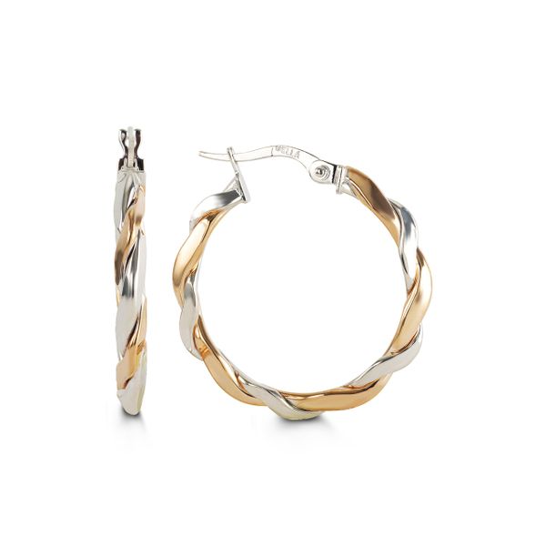 10kt Gold Two-Tone Twisted Hoops Earrings Spicer Cole Fine Jewellers and Spicer Fine Jewellers Fredericton, NB