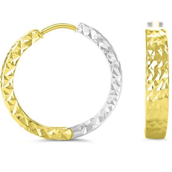 Bella Reversible 10kt Gold Two Tone Huggie Hoop Earrings Spicer Cole Fine Jewellers and Spicer Fine Jewellers Fredericton, NB