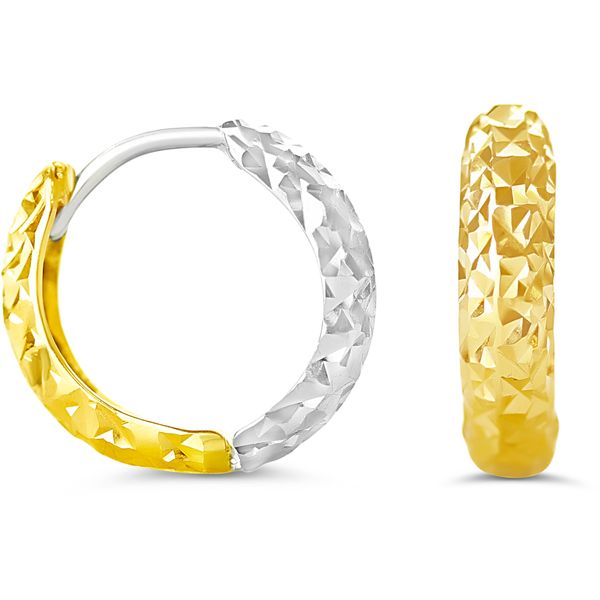 Bella Reversible 10kt Gold Two Tone Huggie Hoop Earrings Spicer Cole Fine Jewellers and Spicer Fine Jewellers Fredericton, NB