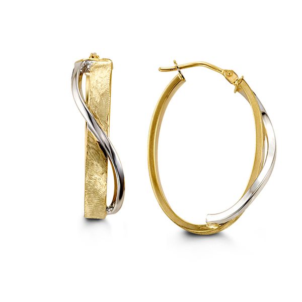 10kt Gold Two-Tone Matte Twisted Hoop Earrings Spicer Cole Fine Jewellers and Spicer Fine Jewellers Fredericton, NB
