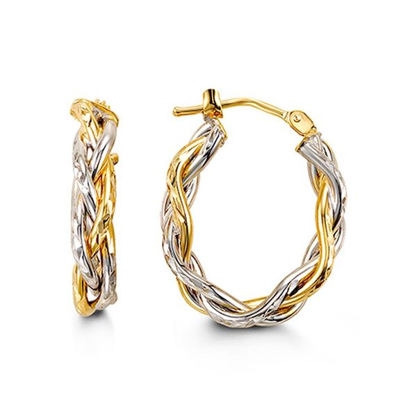 10kt Gold Two-Tone Braided Hoop Earrings Spicer Cole Fine Jewellers and Spicer Fine Jewellers Fredericton, NB
