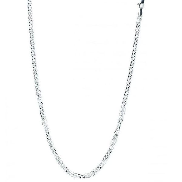 10kt White Gold Wheat Link Chain - 18