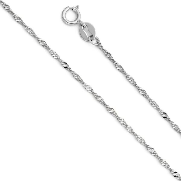 10kt White Gold Singapore Link Chain - 16