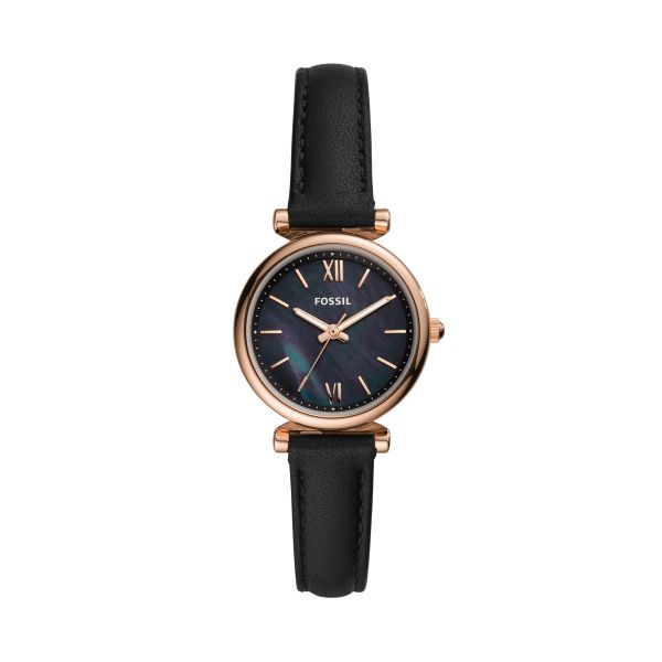 Fossil Carlie Mini Three-Hand Black Leather Watch Spicer Cole Fine Jewellers and Spicer Fine Jewellers Fredericton, NB