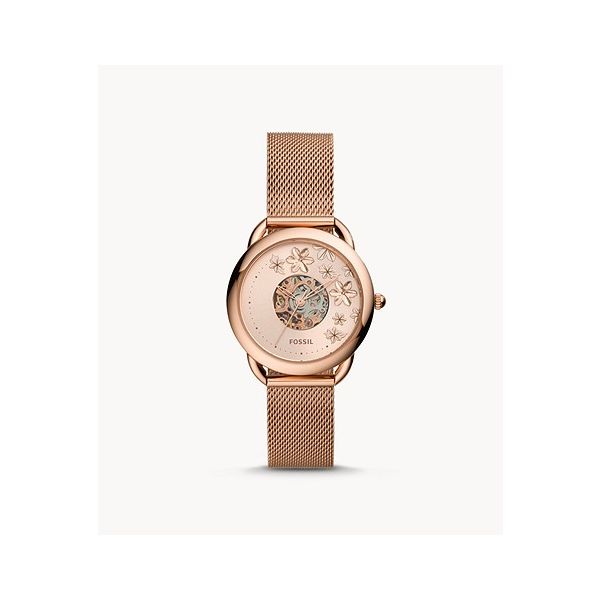 Fossil Tailor Automatic Rose Gold-Tone Stainless Steel Mesh Watch Spicer Cole Fine Jewellers and Spicer Fine Jewellers Fredericton, NB