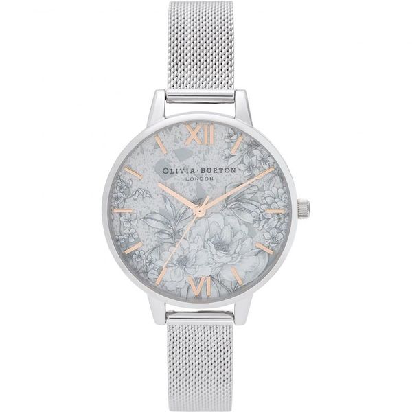 Terrazzo Florals Rose & Silver Mesh Watch Spicer Cole Fine Jewellers and Spicer Fine Jewellers Fredericton, NB
