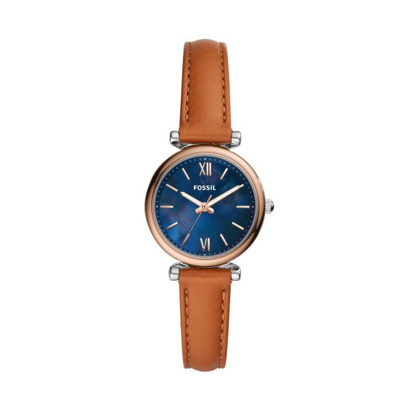 Fossil Carlie Mini Three-Hand Tan Leather Watch Spicer Cole Fine Jewellers and Spicer Fine Jewellers Fredericton, NB