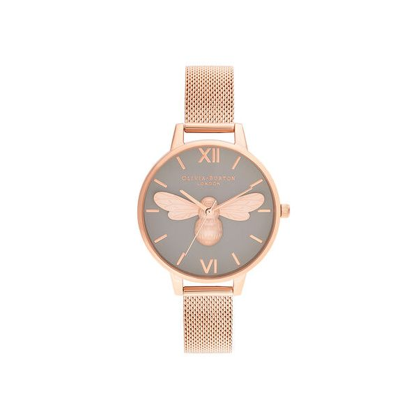 Lucky Bee, Grey Dial & Rose Gold Mesh Spicer Cole Fine Jewellers and Spicer Fine Jewellers Fredericton, NB
