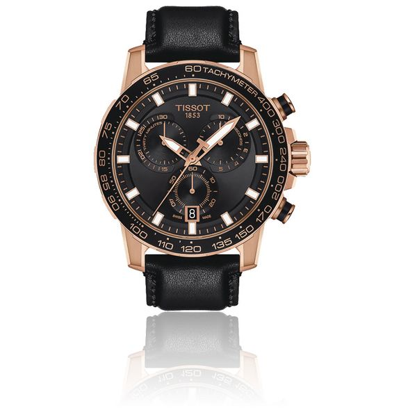 Tissot Supersport Chrono Rose Gold Tone Black Leather Watch Spicer Cole Fine Jewellers and Spicer Fine Jewellers Fredericton, NB