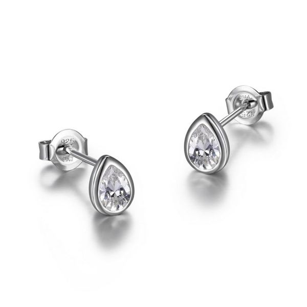 Reign Bezel Set Pear CZ Stud Earrings Spicer Cole Fine Jewellers and Spicer Fine Jewellers Fredericton, NB
