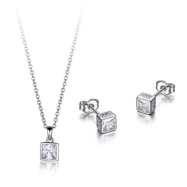 Reign Diamondlite Cz Square Bezel Earring & Pendant Set Spicer Cole Fine Jewellers and Spicer Fine Jewellers Fredericton, NB
