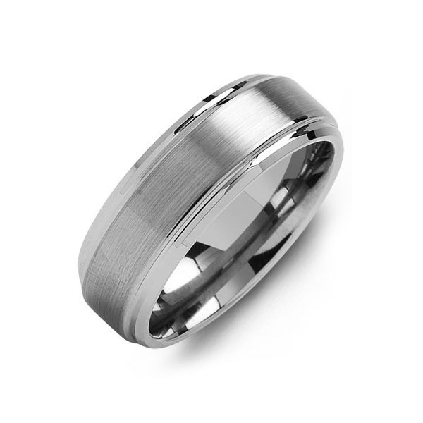 Madani Tungsten Brushed Beveled Wedding Band Spicer Cole Fine Jewellers and Spicer Fine Jewellers Fredericton, NB