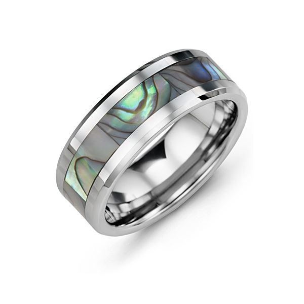 Madani Grey Tungsten & Shell Inlay Wedding Band Spicer Cole Fine Jewellers and Spicer Fine Jewellers Fredericton, NB