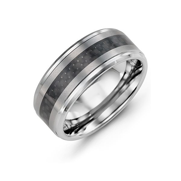 Madani Grey Tungsten & Carbon Fiber Wedding Band Spicer Cole Fine Jewellers and Spicer Fine Jewellers Fredericton, NB