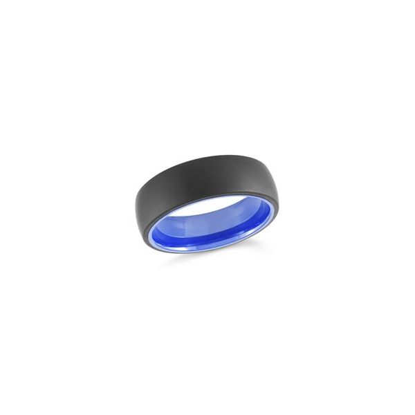 Black Matte Tungsten Blue Inlay 8mm Wedding Band - Size 11.5 Spicer Cole Fine Jewellers and Spicer Fine Jewellers Fredericton, NB