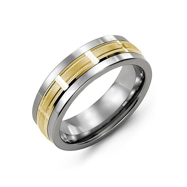 Madani Two Tone Beveled Milgrain Wedding Band Spicer Cole Fine Jewellers and Spicer Fine Jewellers Fredericton, NB