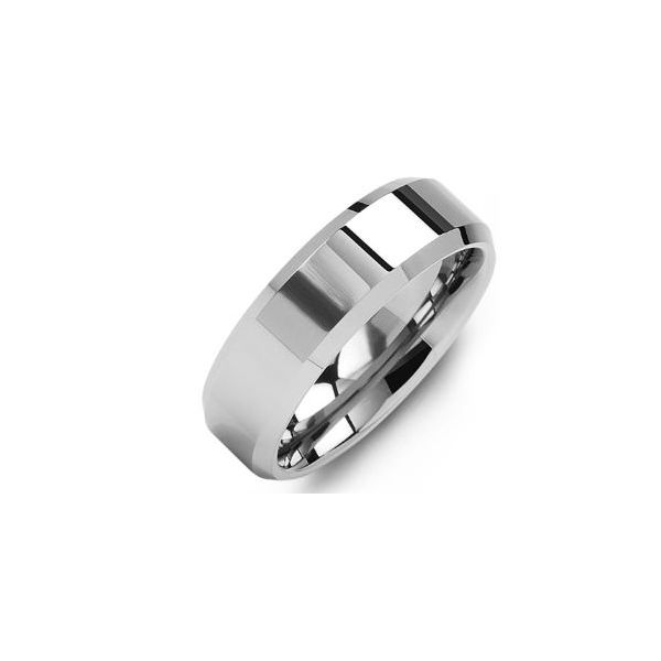 Madani Tungsten Polished Beveled Wedding Band Spicer Cole Fine Jewellers and Spicer Fine Jewellers Fredericton, NB